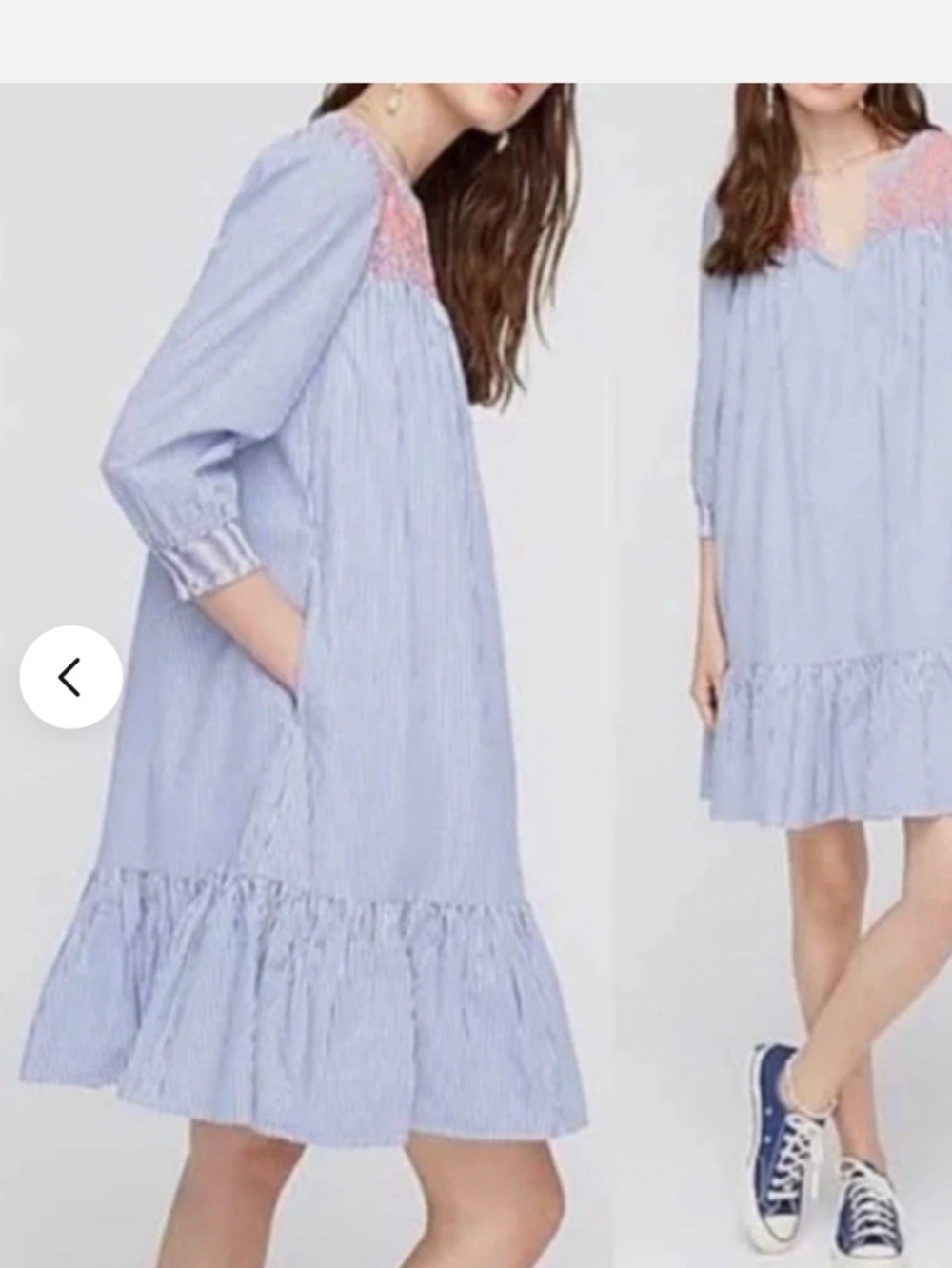 J. Crew Women's Leda Embroidery Popover Dress Size XXS Stripe 100 Cotton - Picture 2 of 11